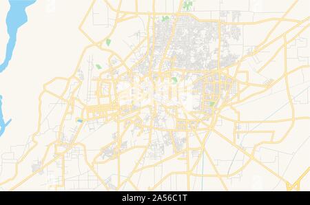 Version imprimable La carte des rues de Multan, Punjab, Pakistan. Modèle de carte pour un usage en entreprise. Illustration de Vecteur