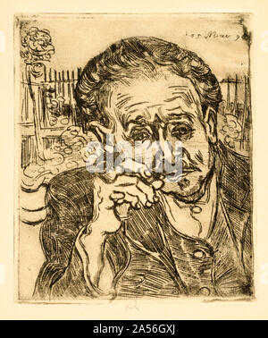 Vincent van Gogh, l'homme fumant une pipe, (Portrait du Dr Gachet), dessin, 1890 Banque D'Images