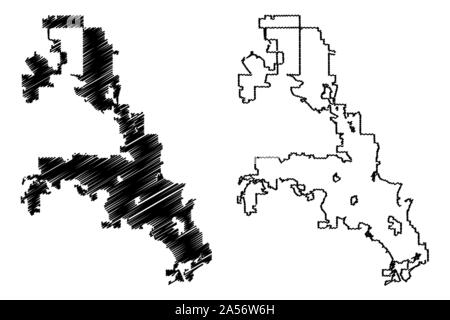 Reno City ( États-Unis villes, United States of America, USA) site vector illustration, scribble sketch ville de Reno site Illustration de Vecteur