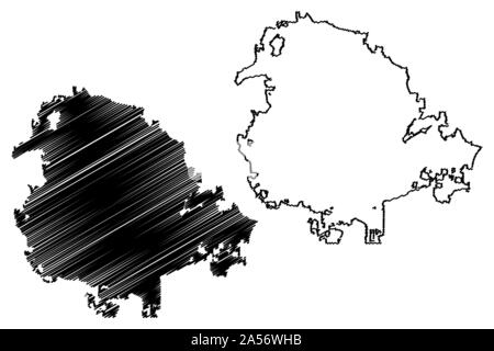 Winston-Salem City ( États-Unis villes, United States of America, USA) site vector illustration, scribble sketch Ville de Winston Salem site Illustration de Vecteur