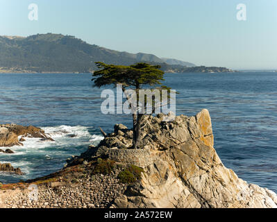Vues à partir de la 17-Mile Drive, une route pittoresque à travers Pacific Grove et plage de galets sur la péninsule de Monterey en Californie Banque D'Images
