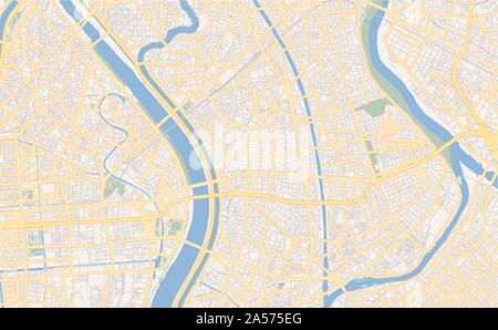 Version imprimable La carte des rues d'Edogawa, préfecture de Tokyo, au Japon. Modèle de carte pour un usage en entreprise. Illustration de Vecteur
