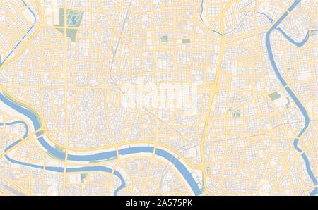 Version imprimable La carte des rues d'Adachi, préfecture de Tokyo, au Japon. Modèle de carte pour un usage en entreprise. Illustration de Vecteur