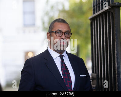 Downing Street, London, UK. 18 Oct 2019. James habilement, Président de partie, arrive pour la réunion du cabinet le jour avant le grand Brexit vote au Parlement. Credit : Tommy Londres/Alamy Live News Banque D'Images