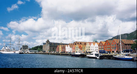 Bâtiments à un port, Bryggen, Bergen, Norvège, du comté de Hordaland Banque D'Images