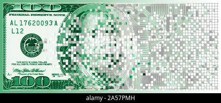 One Hundred Dollar Bill tournant digital Banque D'Images