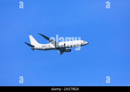 Boeing P-8 Poseidon de patrouille maritime de l'US Navy effectuant un défilé à la semaine de la flotte de San Francisco 2019. Banque D'Images