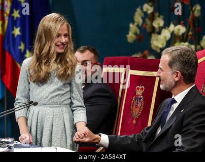Oviedo, Espagne. 18 Oct, 2019. La Princesse des Asturies Leonor de Bourbon au cours de l'exécution de la Princesse des Asturies Awards 2019 à Oviedo, le vendredi 18 octobre 2019. Credit : CORDON PRESS/Alamy Live News Banque D'Images