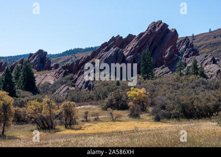 Les roches rouges à Roxborough State Park Banque D'Images