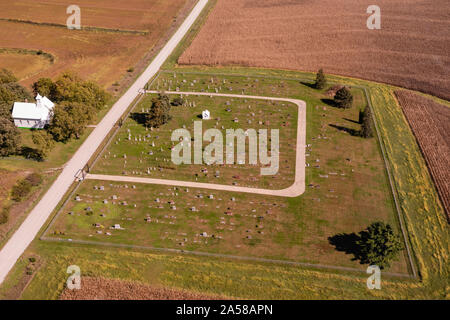 Photographie aérienne des terres agricoles en milieu rural dans la région de Mills County, Iowa, États-Unis. Banque D'Images