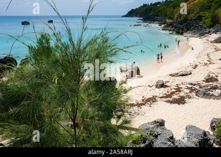 Les touristes à l'Église Bay aux Bermudes. Banque D'Images