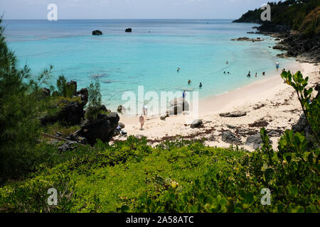 Les touristes à l'Église Bay aux Bermudes. Banque D'Images