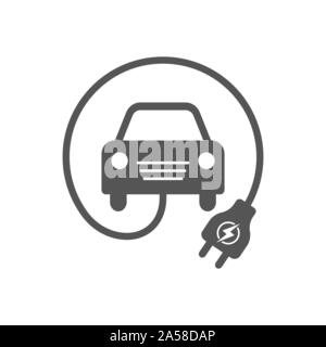 Electrocar. Icône vecteur connexe simple pour la vidéo, les applications mobiles, sites Web, projets d'impression et de votre conception. Illustration plat noir sur fond blanc Illustration de Vecteur