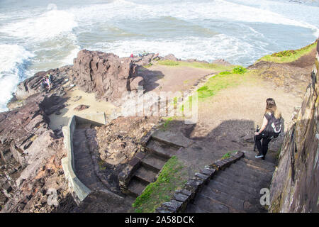 Praia da Guarita, plage de garde, Torres, Rio Grande do Sul, Brésil Banque D'Images