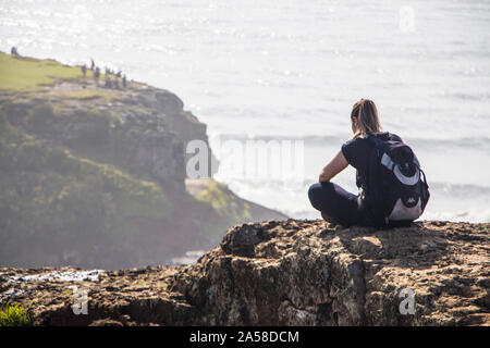 Praia da Guarita, plage de garde, Torres, Rio Grande do Sul, Brésil Banque D'Images