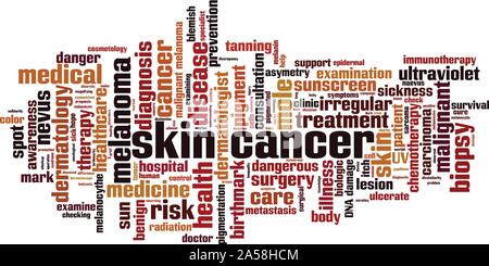 Le cancer de la peau mot concept cloud. Collage de mots sur le cancer de la peau. Vector illustration Illustration de Vecteur