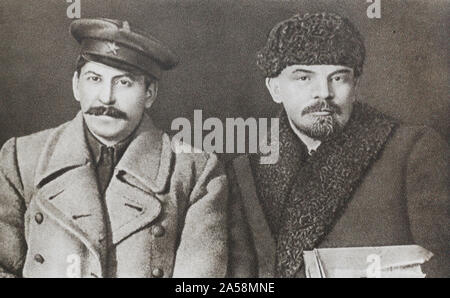 Photo Portrait de Joseph Staline et Lénine. Banque D'Images
