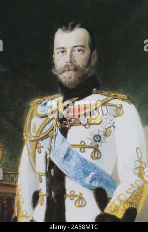 Portrait de Sa Majesté l'Empereur Nicolas II. Peinture par E.K. Liebkart. 1914. Banque D'Images