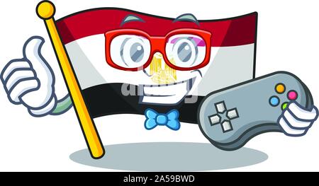 Drapeau Egypte Gamer pliée dans Mascot placard Illustration de Vecteur