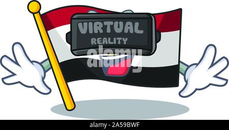 La réalité virtuelle l'égypte drapeau plié en mascot placard Illustration de Vecteur