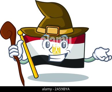 Drapeau Egypte sorcière pliée dans Mascot placard Illustration de Vecteur