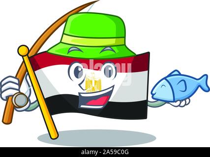 Pavillon de pêche égypte pliée dans Mascot placard Illustration de Vecteur