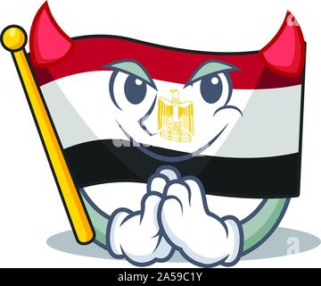 Drapeau Egypte diable pliée dans Mascot placard Illustration de Vecteur