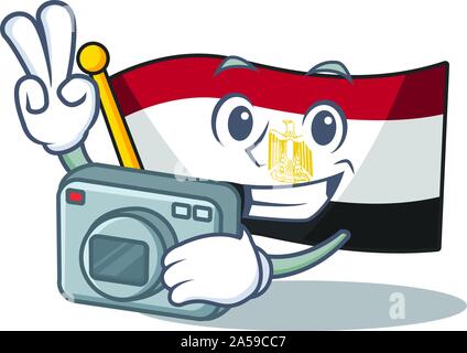 Drapeau Egypte photographe pliée dans Mascot placard Illustration de Vecteur
