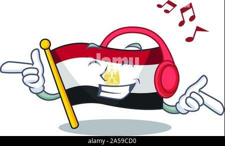 La musique d'égypte drapeau plié en mascot placard Illustration de Vecteur