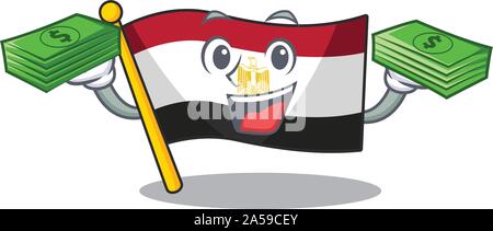 Sac d'argent avec l'égypte drapeau plié en mascot placard Illustration de Vecteur