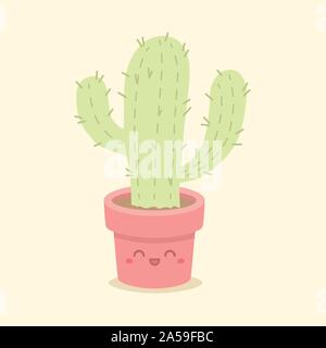 Succulentes Cactus Cute Cartoon Vector Illustration de Vecteur