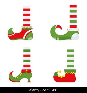 Santa little aides à l'époque médiévale a fait des chaussures. Illustration de Vecteur