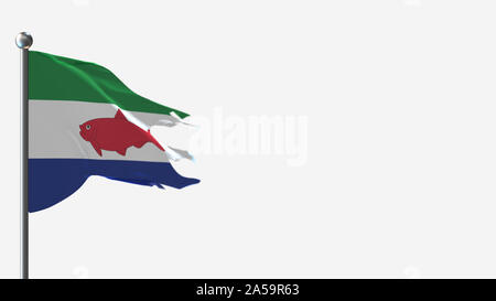 Dépendances Fédérales Venezuela lambeaux Waving Flag 3D illustration sur mât. Parfait pour arrière-plan avec l'espace sur le côté droit. Banque D'Images