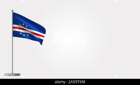 Burundi Waving Flag 3D illustration sur mât. Parfait pour arrière-plan avec l'espace sur le côté droit. Banque D'Images