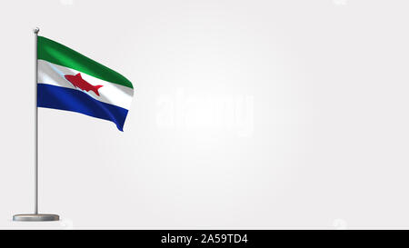 Dépendances Fédérales Venezuela Waving Flag 3D illustration sur mât. Parfait pour arrière-plan avec l'espace sur le côté droit. Banque D'Images