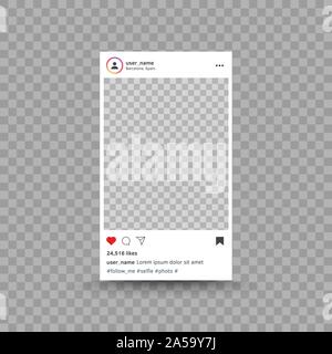 Photo Frame inspiré par instagram. Interface de poste modèle. La conception de l'interface utilisateur moderne des médias sociaux. Cadre photo Vector concept. Illustration de Vecteur