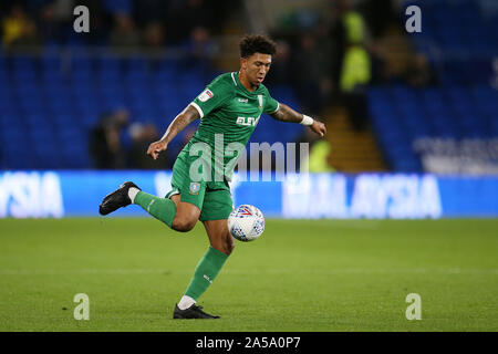 Cardiff, Royaume-Uni. 18 Oct, 2019. Liam Palmer de Sheffield mercredi en action.EFL Skybet match de championnat, Cardiff City v Sheffield mercredi au Cardiff City Stadium le vendredi 18 octobre 2019. Cette image ne peut être utilisé qu'à des fins rédactionnelles. Usage éditorial uniquement, licence requise pour un usage commercial. Aucune utilisation de pari, de jeux ou d'un seul club/ligue/dvd publications. Photos par Andrew Andrew/Verger Verger la photographie de sport/Alamy live news Crédit : Andrew Orchard la photographie de sport/Alamy Live News Banque D'Images