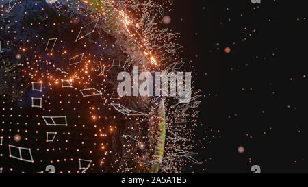 Lignes et points de connexion autour de Earth globe Banque D'Images