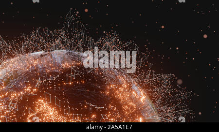 Lignes et points de connexion autour de Earth globe Banque D'Images