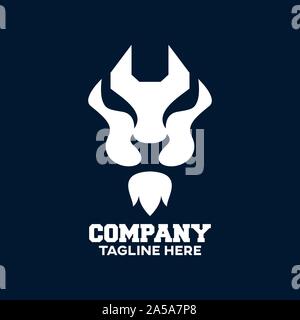Tête de lion logo moderne et d'une clé dynamométrique. Vector illustration. Illustration de Vecteur