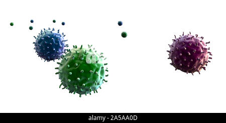 Les cellules de cancer, cancer cell en rendu 3D, cellule de cancer et de lymphocytes, les lymphocytes T attaquent une migration des cellules de cancer, Banque D'Images