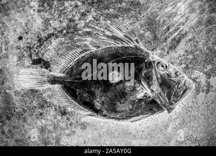 Un John Dory, Zeus faber, pris dans la Manche. Le John Dory est également connu sous le nom de St Peter's fish, et le repère rond sur l'un de ses côtés est dit Banque D'Images