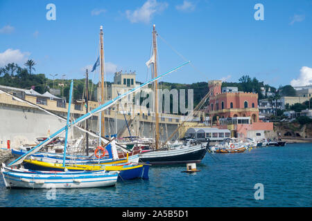 Port de bateaux à Tricase Porto, Lecce, Pouilles, Italie Banque D'Images