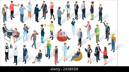 Télévision 3D isométrique vecteur conception personnes Illustration de Vecteur