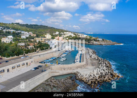 Vue aérienne de Tricase Porto, Lecce, Pouilles, Italie Banque D'Images