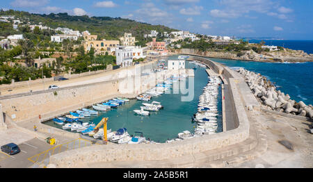 Vue aérienne de Tricase Porto, Lecce, Pouilles, Italie Banque D'Images