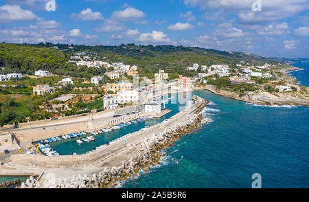 Vue aérienne de Tricase Porto, Lecce, Pouilles, Italie Banque D'Images