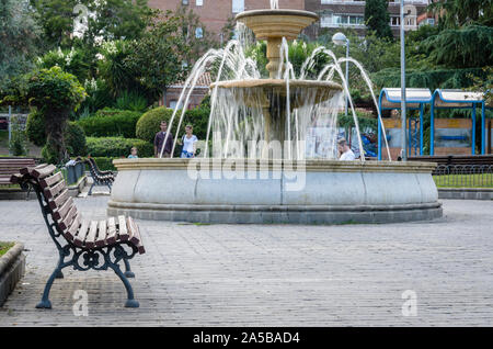 Madrid, Espagne, 22 septembre 2019. Vue d'une fontaine dans un parc clos de Chamberi trimestre, la ville de Madrid, Espagne. Credit : Enrique Davó Banque D'Images