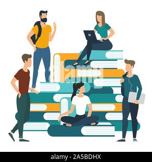 University college livres et savoir vector concept. Illustration de Vecteur