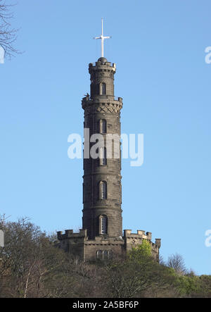 Monument Nelson, Calton Hill, le Monument Nelson, Édimbourg, Écosse Banque D'Images